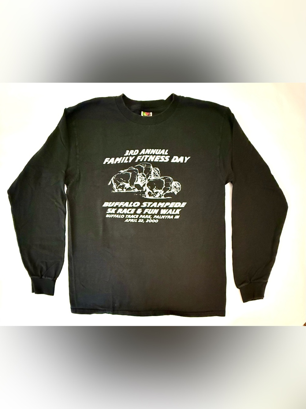 VTG 2000 Buffalo Stampede 5K Run Long Sleeve Shirt Large Black Fruit of the Loom